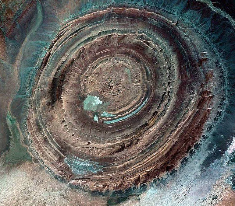 The ancient rock formations of the Adrar plateau near the Richat Structure, Eye of the Sahara, Mauritania
